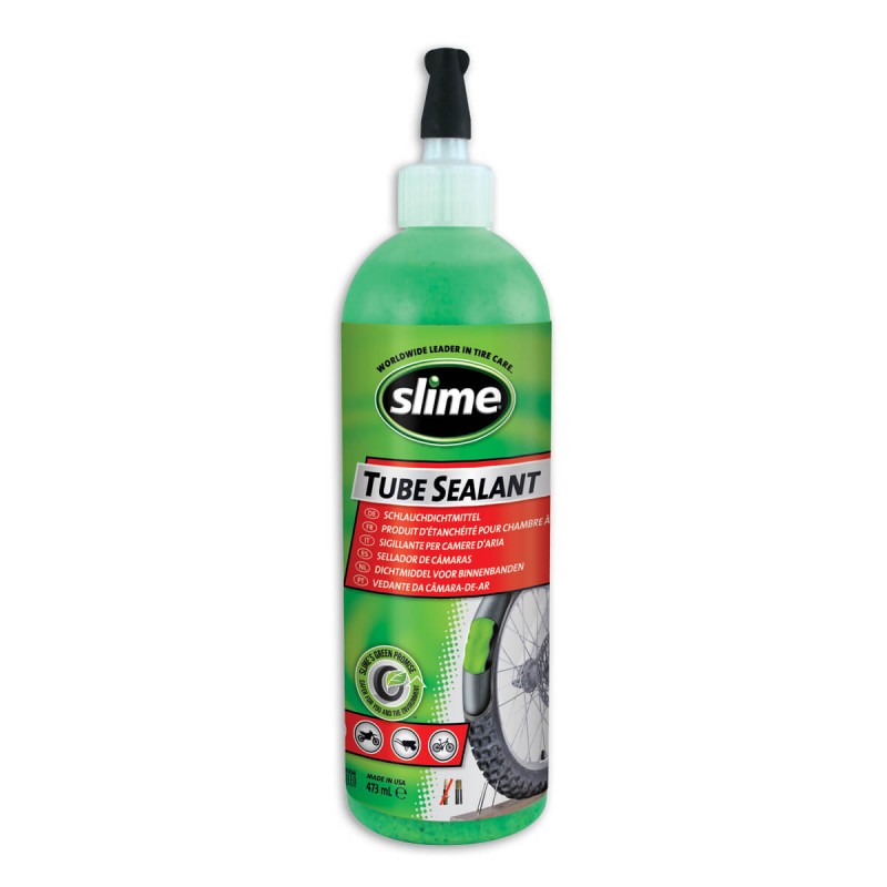 Slime puncture prevention for inner tubes The Slime tubeless leak prevention prevents and repairs holes up to 6 mm. As soon as a hole appears, it is filled with the rubber particles that form a plug. This is useful for electric bikes that do not have an inner tube.