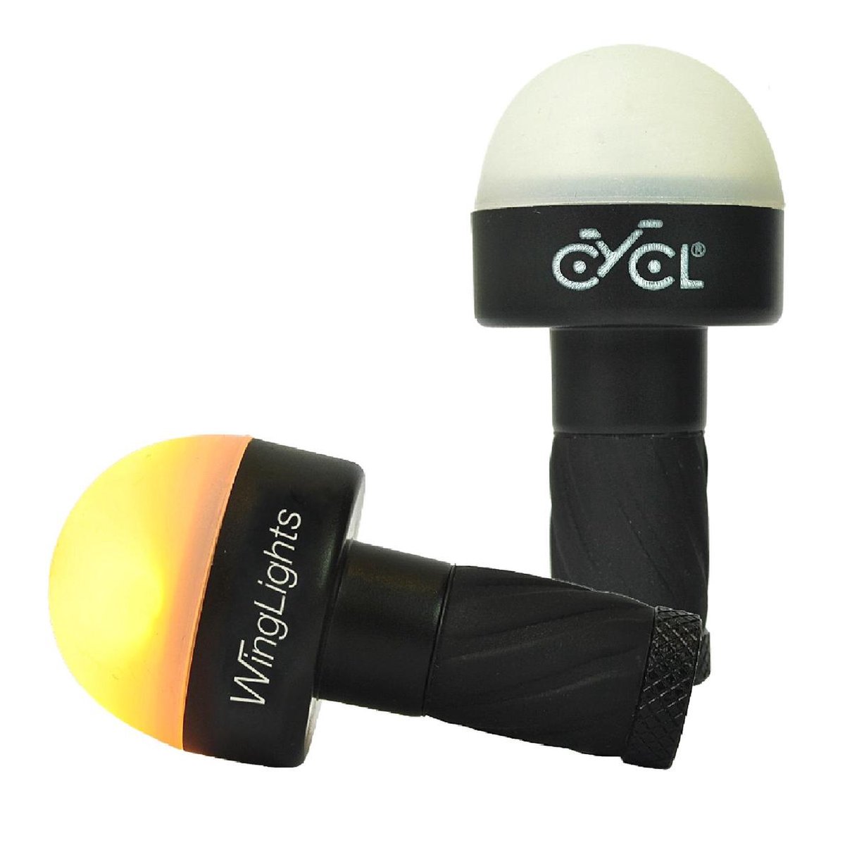 CYCL Wing Lights POP CYCL Wing Lights POP are extremely handy direction indicators with LED lights for the handlebars of your bike. The LED lights flash in a bright amber light and you are 360 degrees visible to all other road users in all weather conditions. Attach the Wing Lights easily by mounting them in the side of your handlebar. The Wing Light POP are 100% waterproof and come with 2 x CR2032 high quality batteries per unit. And to save battery life they automatically turn off after 45 seconds.