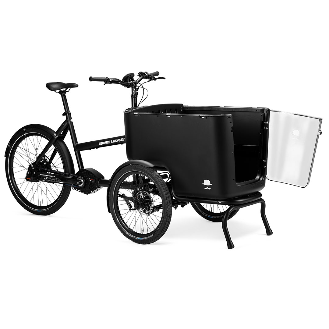 Butchers & Bicycles MK1-E automatic Butchers & Bicycles MK1-E is the ultimate family cargo bike with car-like comfort. It’s a perfect alternative to a car: avoid the hassle and downsides of riding a car in congested cities. If you are the uncompromising type, who needs an ultimate and reliable tool for your daily urban transportation, we believe the MK1-E will suit you. Combining Built To Tilt driving system with the unrivaled Bosch Performance Line eBike system, the MK1-E will make both you and your children smile every time the seat belts are buckled, no matter what weather conditions there are nor what distance you’re travelling.