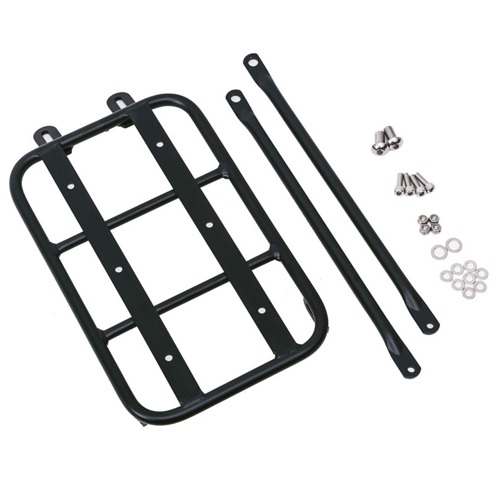 Coast Cycles Front Rack You can easily mount this accessory on the Coast Cycles Buzzraw. Weight Limit: 20kg | 44lbs Weight: 610g | 21.5oz Dimensions: L35.1 X W31.3 (cm) Child Seat Compatibly: No Material: 6061 Aluminium Alloy Compatible Bikes: Buzzraw X | Buzzraw Pro | Buzzraw Classic