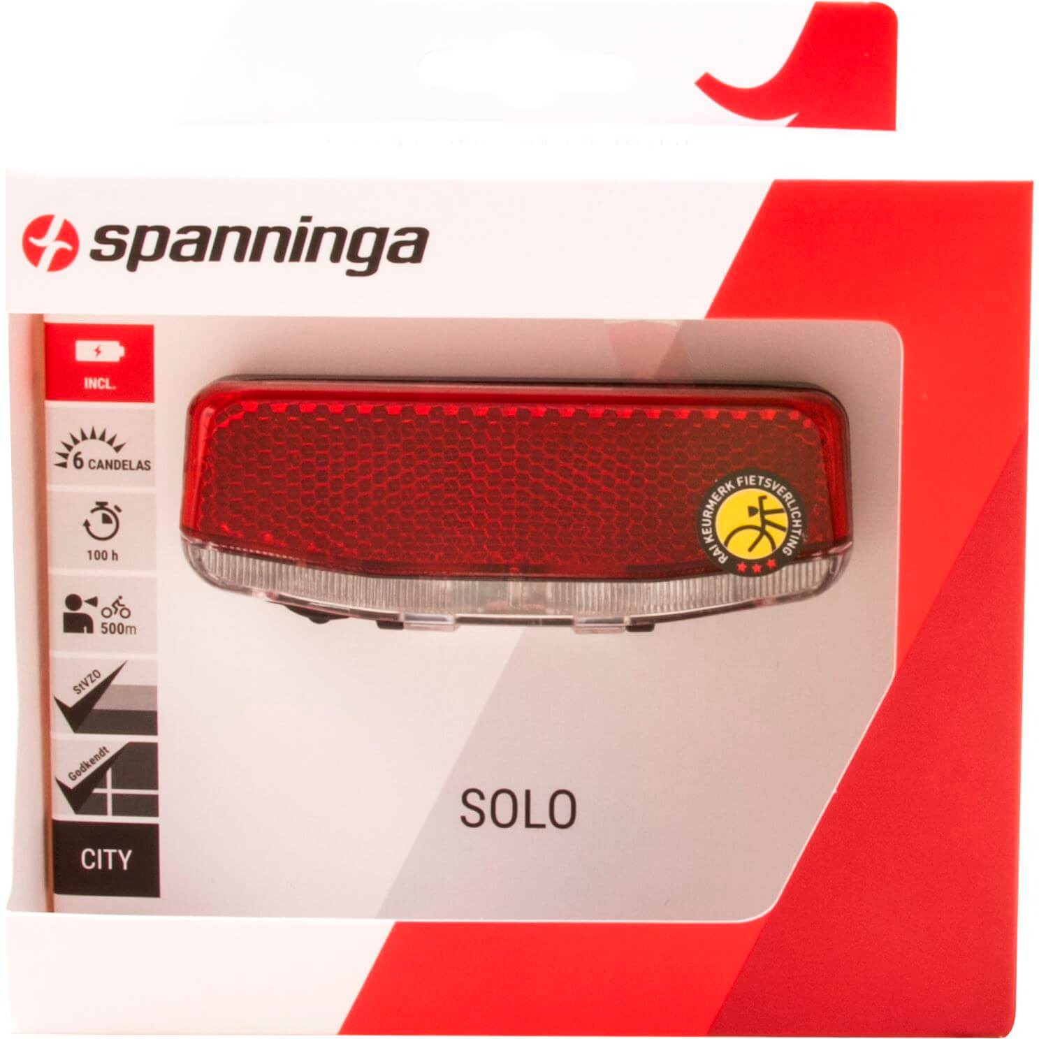 Spanninga Rear Light Solo Xb Battery 50/80mm