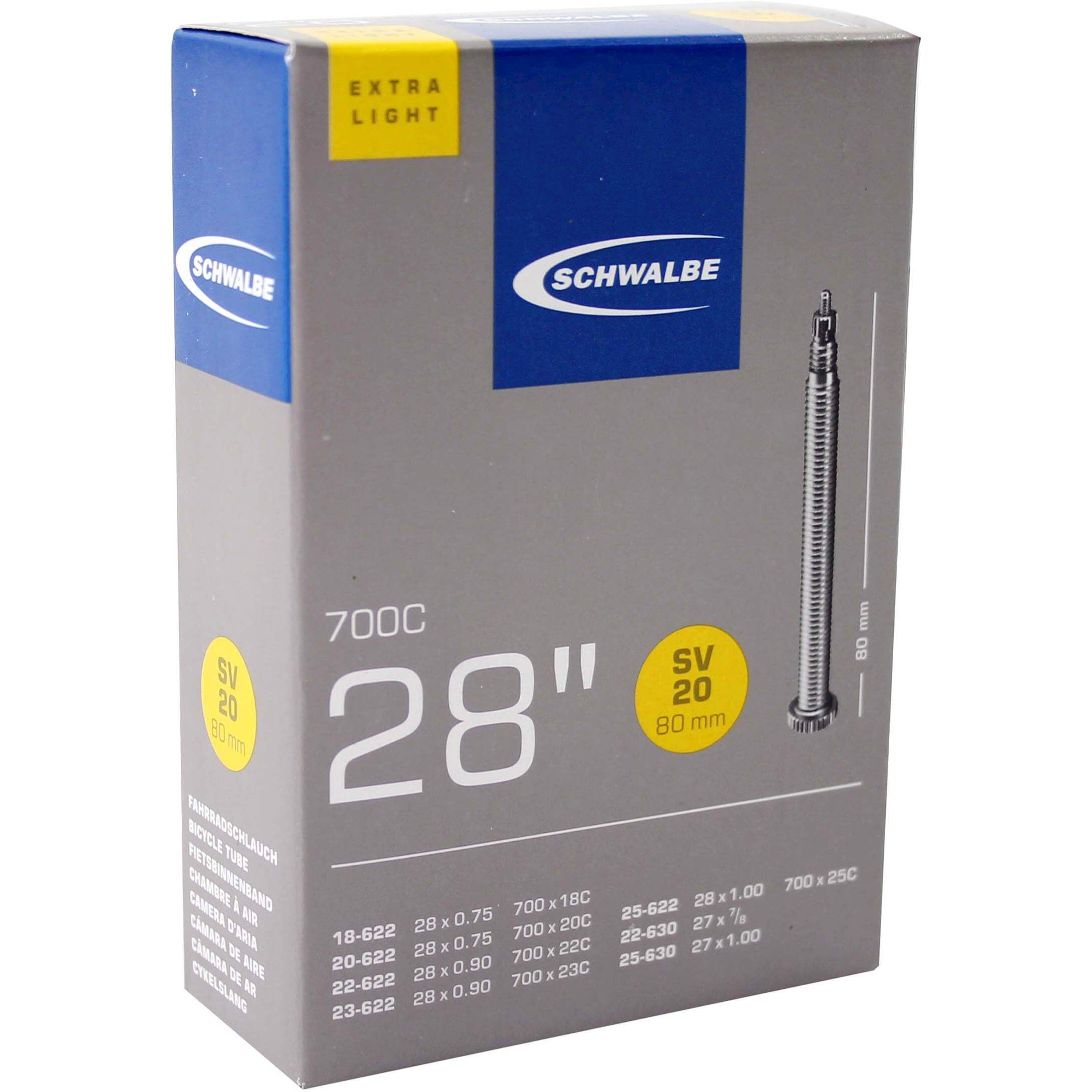 Schwalbe Bnb SV20 Extra Light 28 x 0.75 - 1.00 Presta Valve 80mm Schwalbe Bnb SV20 Extra Light 28 x 0.75 - 1.00 Presta Valve 80mm