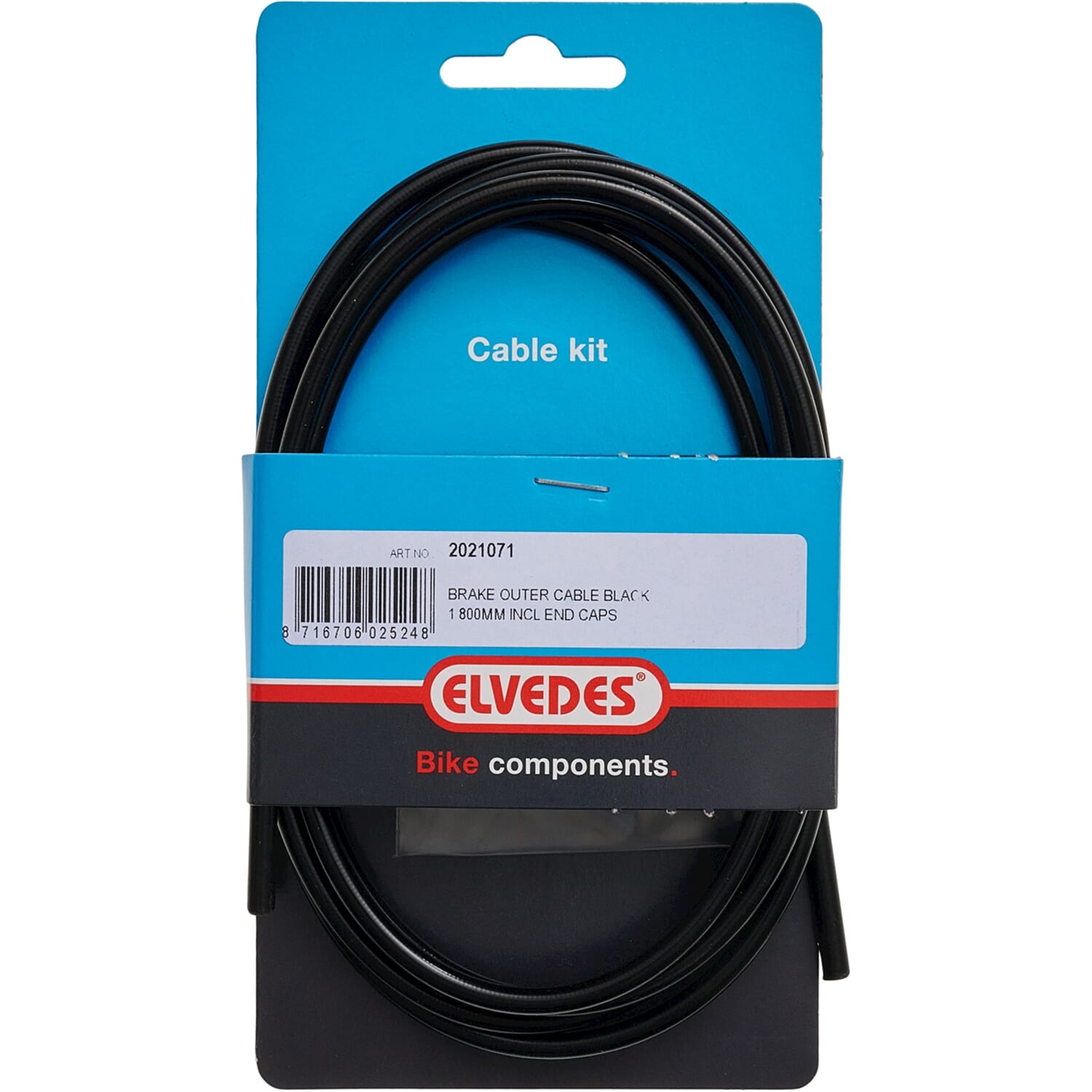 Elvedes Brake Outer Cable 1800mm Incl 2 Ferrules Black