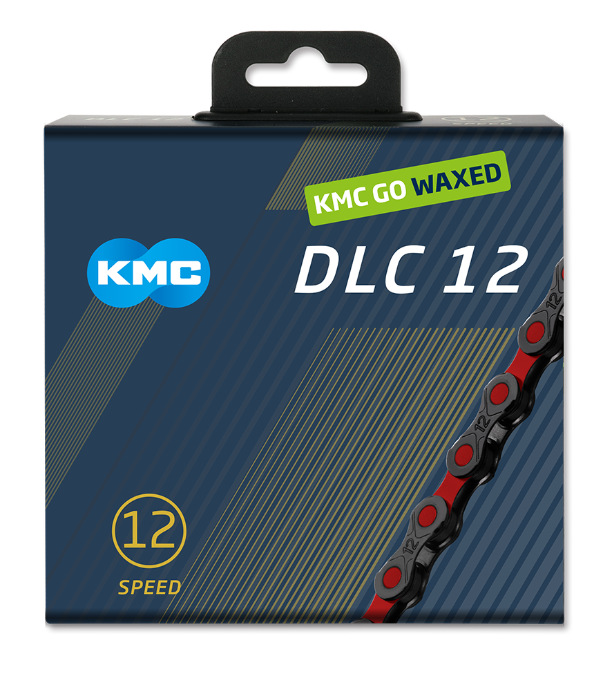 KMC Chain DLC12 Black Red 126 Links Waxed