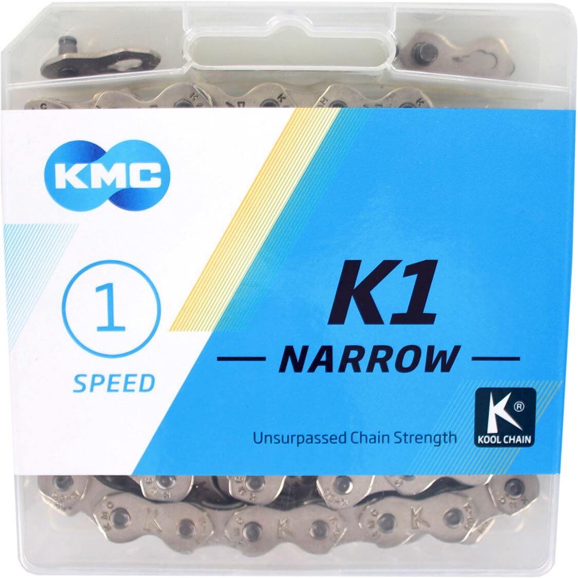 KMC Chain K1 3/32 Narrow Silver 100 Links