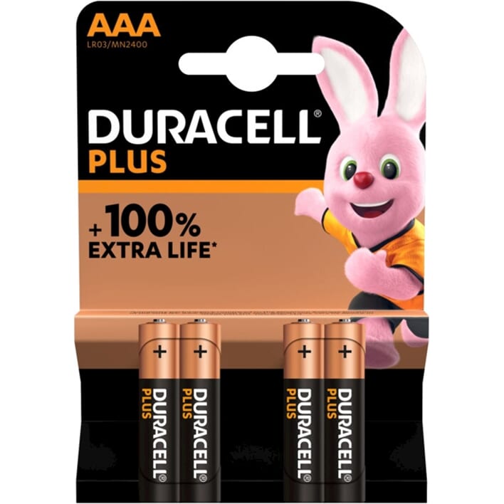 Duracell Battery Plus 100% Extra Life MN2400/LR03/AAA BP4