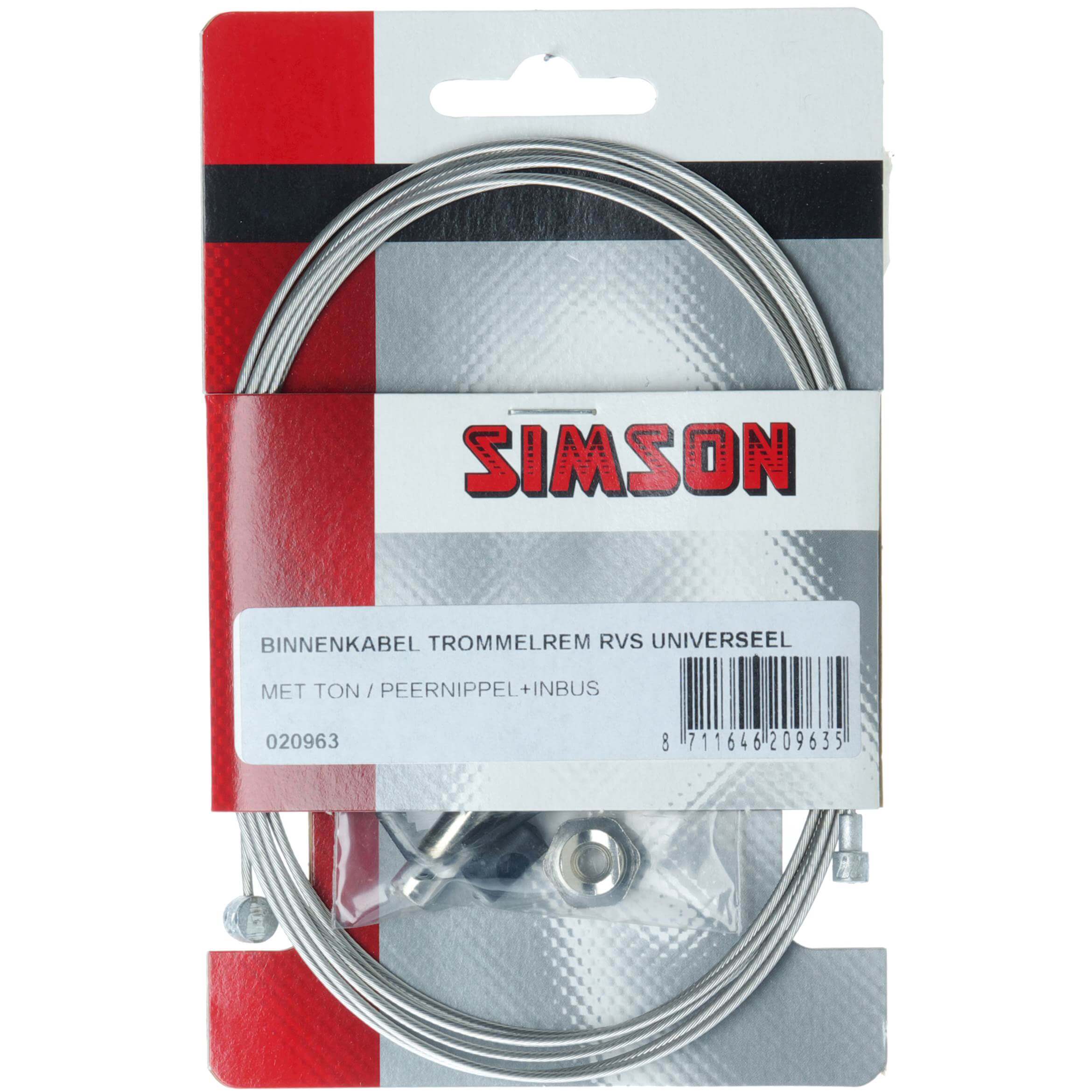 Simson Brake Inner Cable Stainless Steel 2 Nipples With Allen Threaded End
