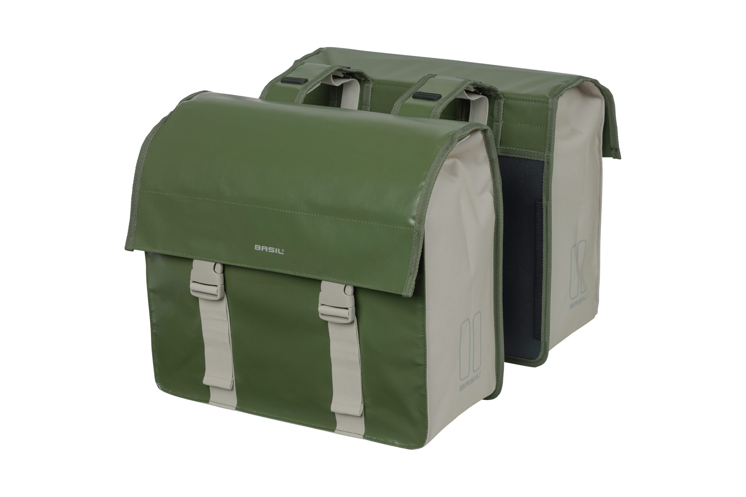 Basil Double Bike Bag Urban Load Moss Green Sand 48-53L