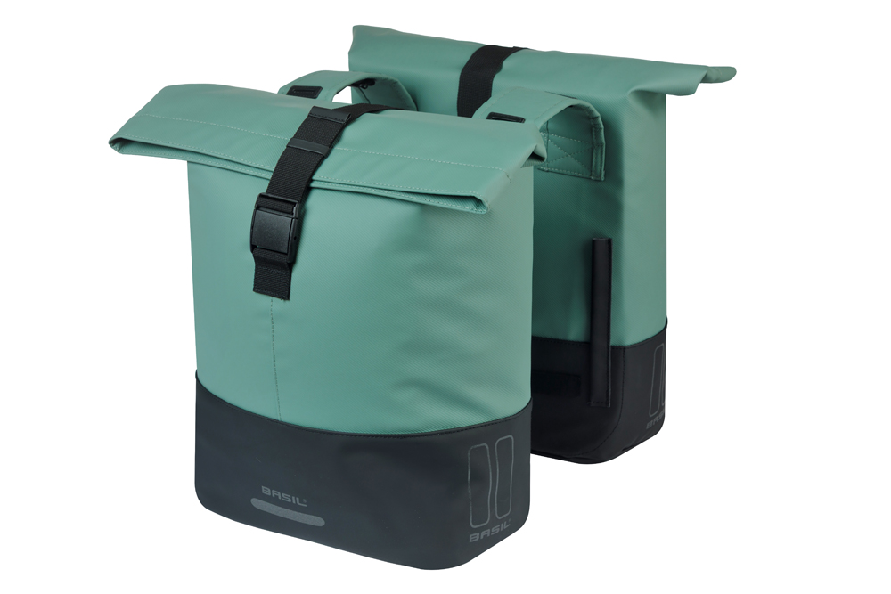 Basil Double Bike Bag Cove Silver Green Black 28-32L