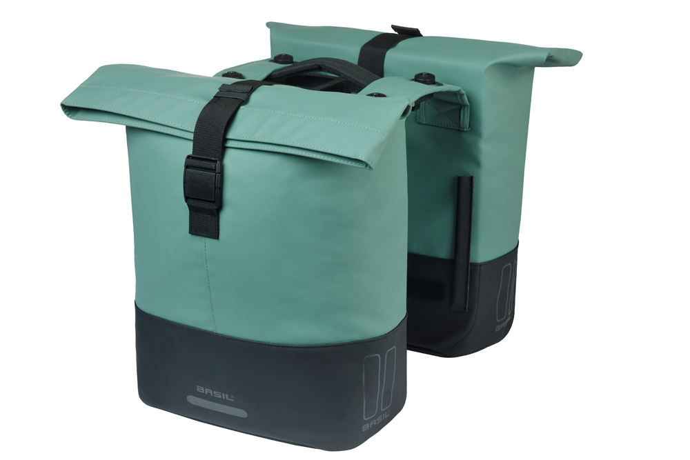 Basil Double Bike Bag Cove Silver Green Black MIK 28-32L