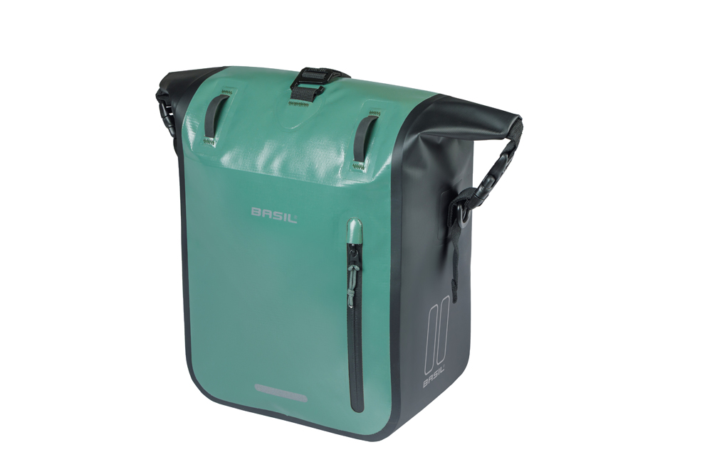 Basil Single Bike Bag Rivo M MIK Hooks Green 12-15L