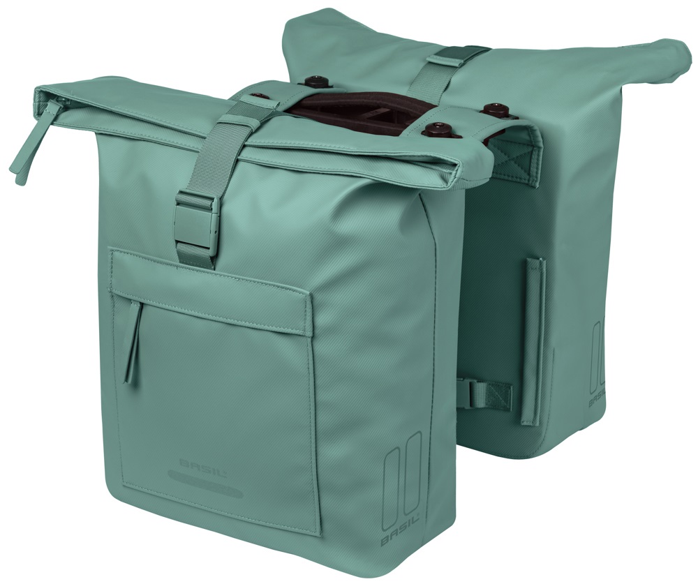 Basil Double Bike Bag Brooklyn Silver Green MIK 41L