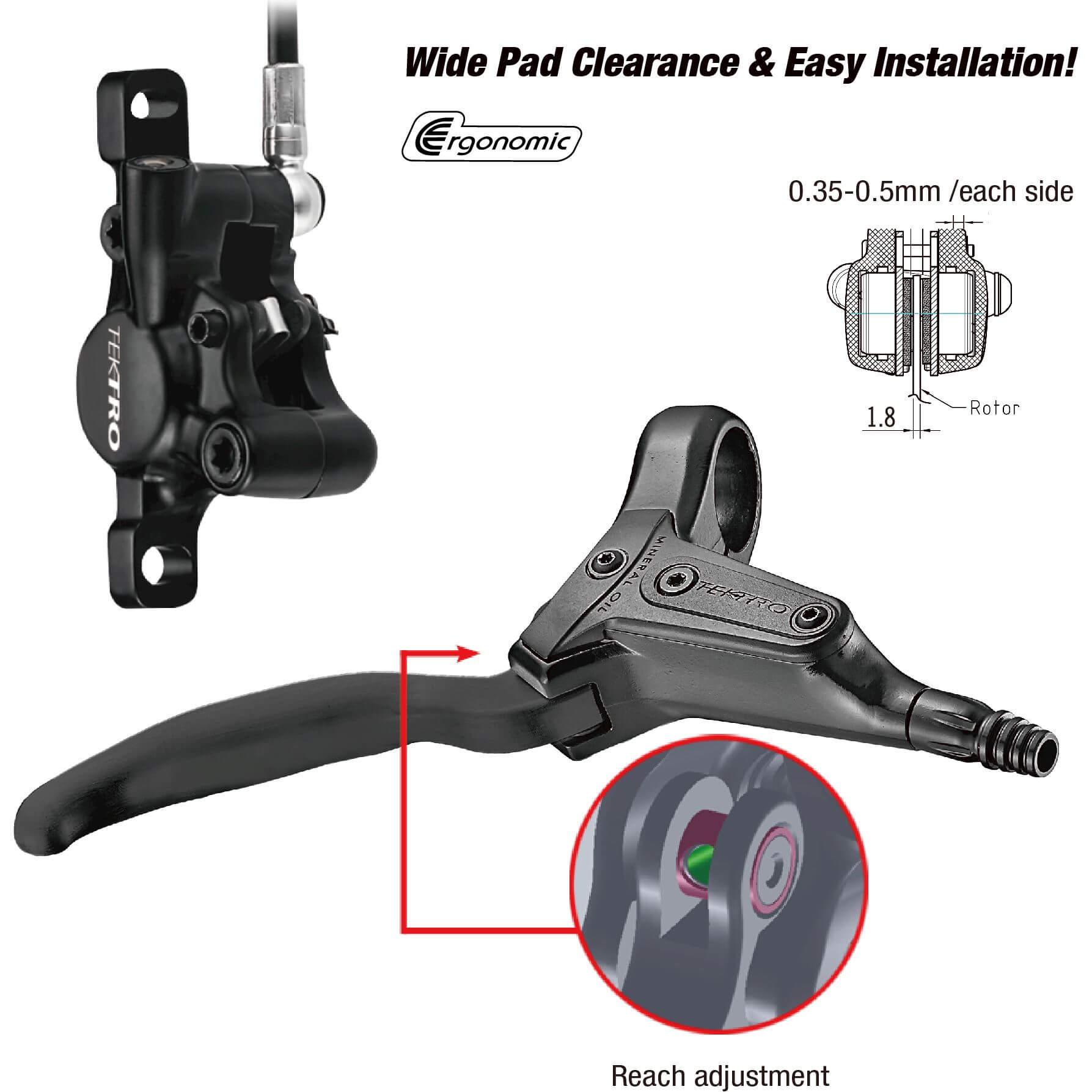 Tektro Disc Brake Set HD-T386 Right Black