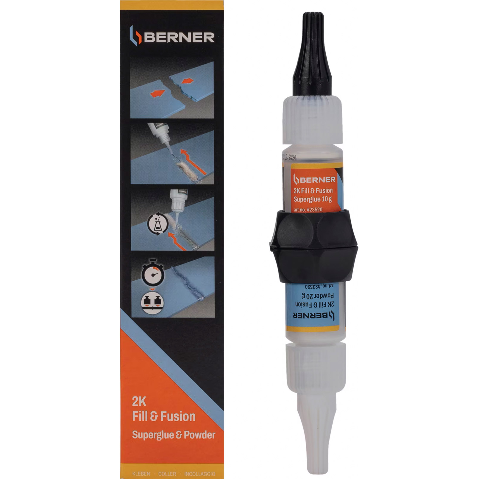 Berner 2-component adhesive Superglue 2K fill & fusion 10g