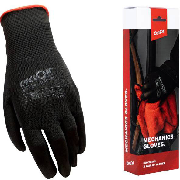 CyclOn assembly gloves M8 nylon/PU black/red (3pr)