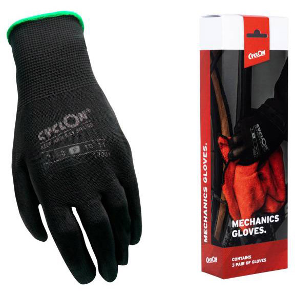 CyclOn assembly gloves M9 nylon/PU black/green (3 pairs)