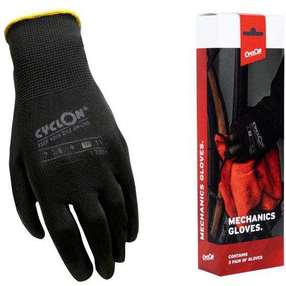CyclOn assembly gloves M10 nylon/PU black/yellow (3pr)