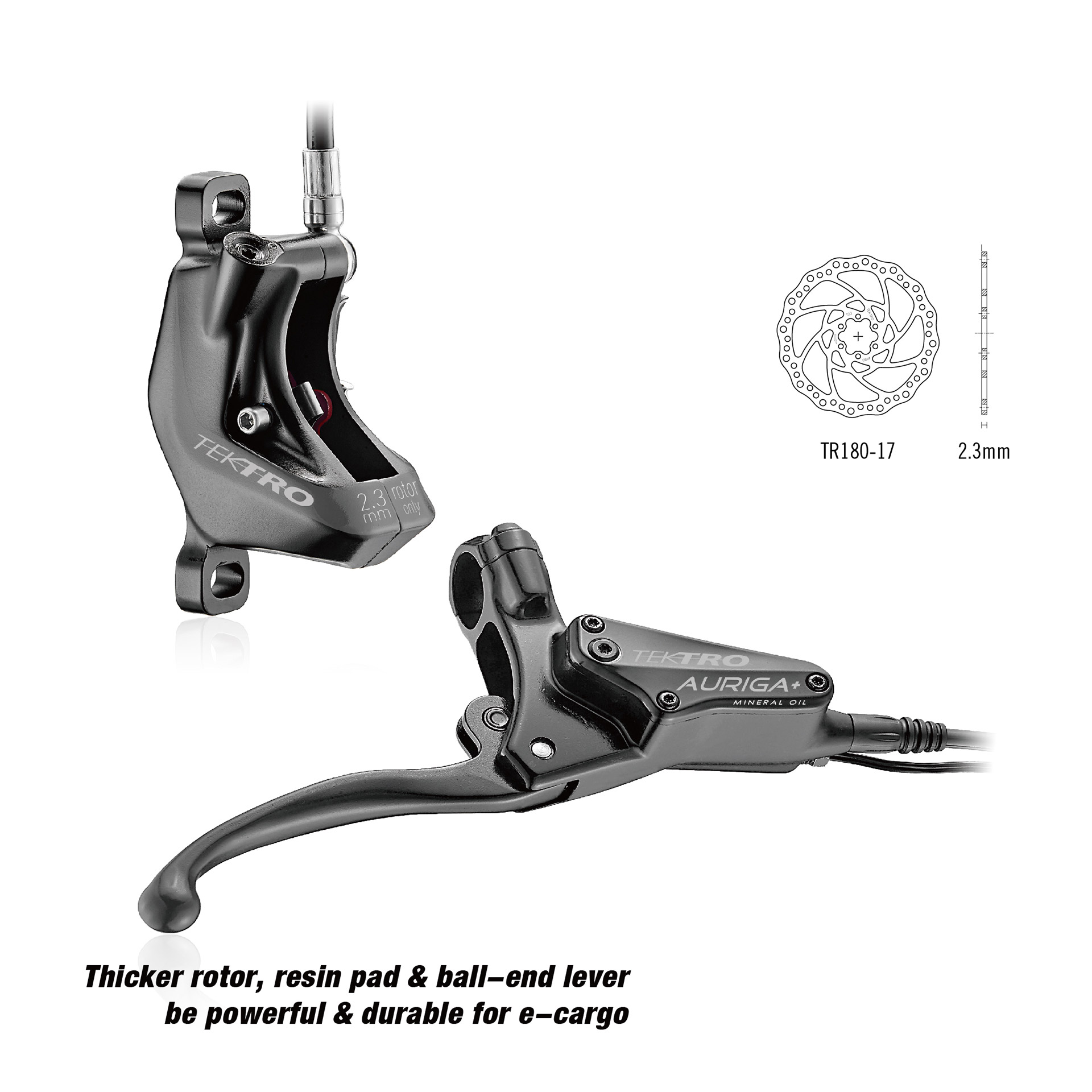 Tektro HD-E740 hydraulic disc brake Auriga RH, 1800mm hose, black