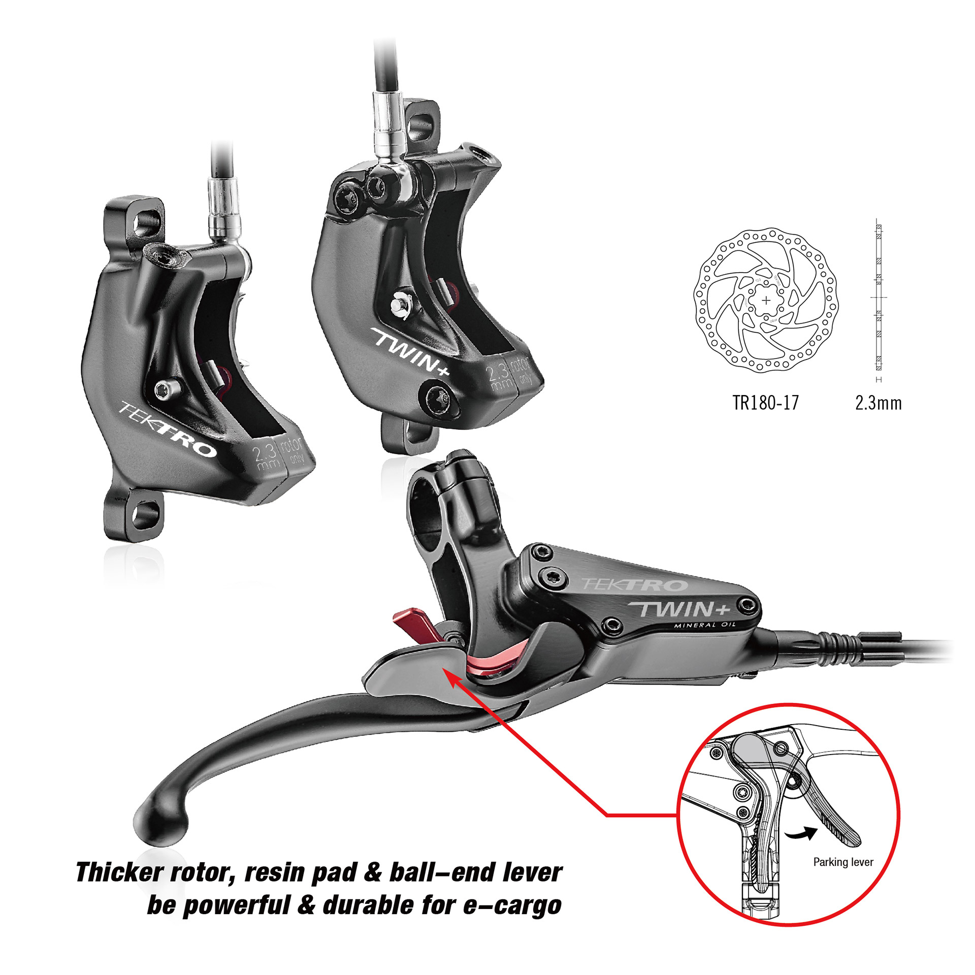 Tektro HD-E745 hydraulic disc brake Auriga LH, 1400/700/250mm, black