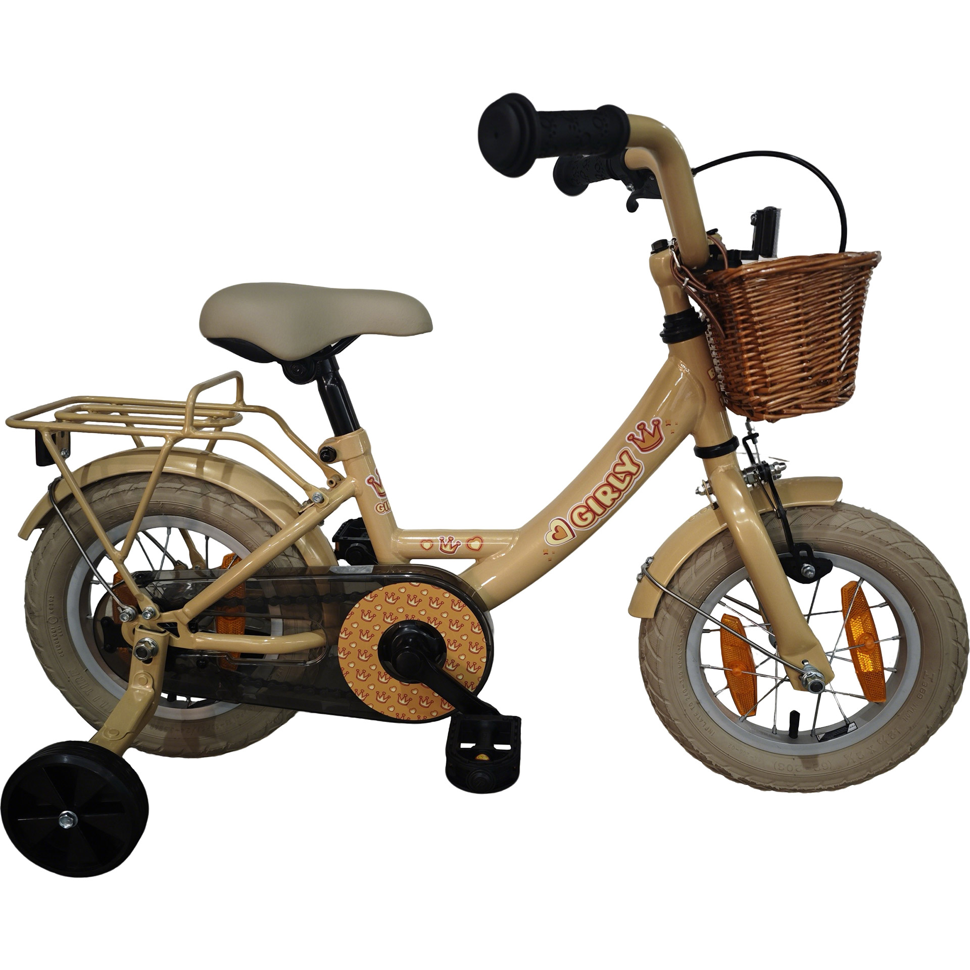 BFN girls' bike Girly 12" with rattan basket gold