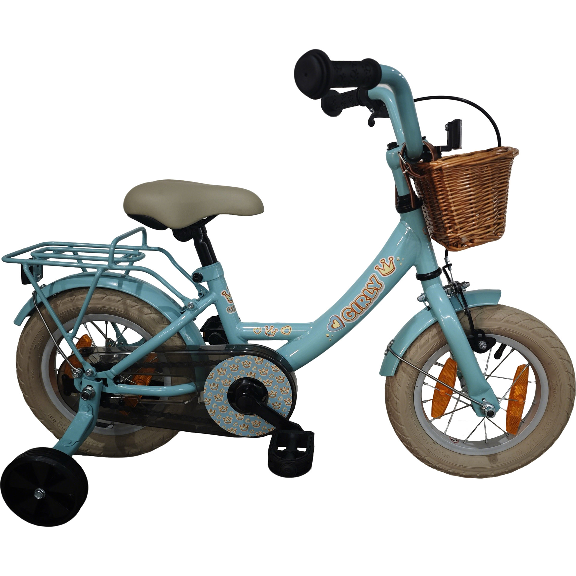 BFN girls' bike Girly 12" with rattan basket blue