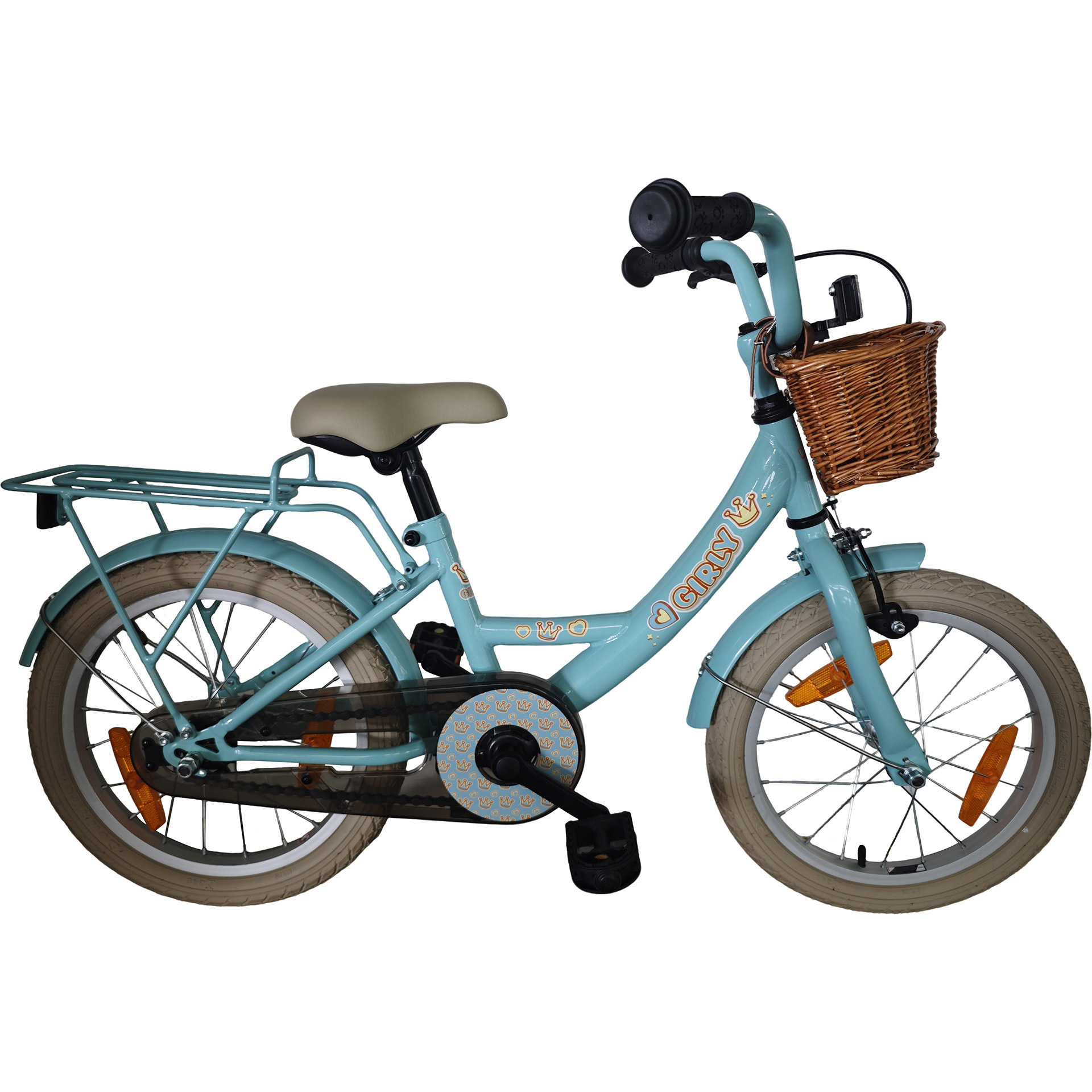 BFN girls' bike Girly 16" with rattan basket blue