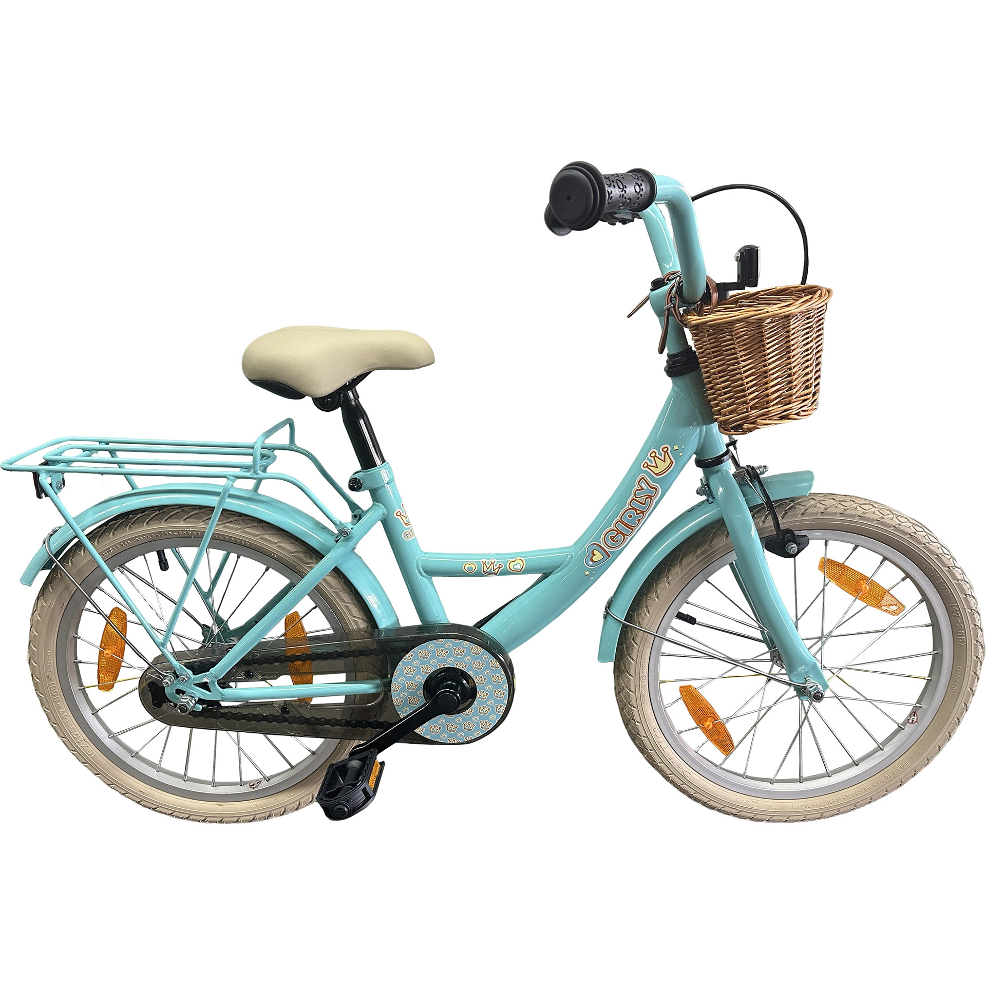 BFN girls' bike Girly 18" with rattan basket blue