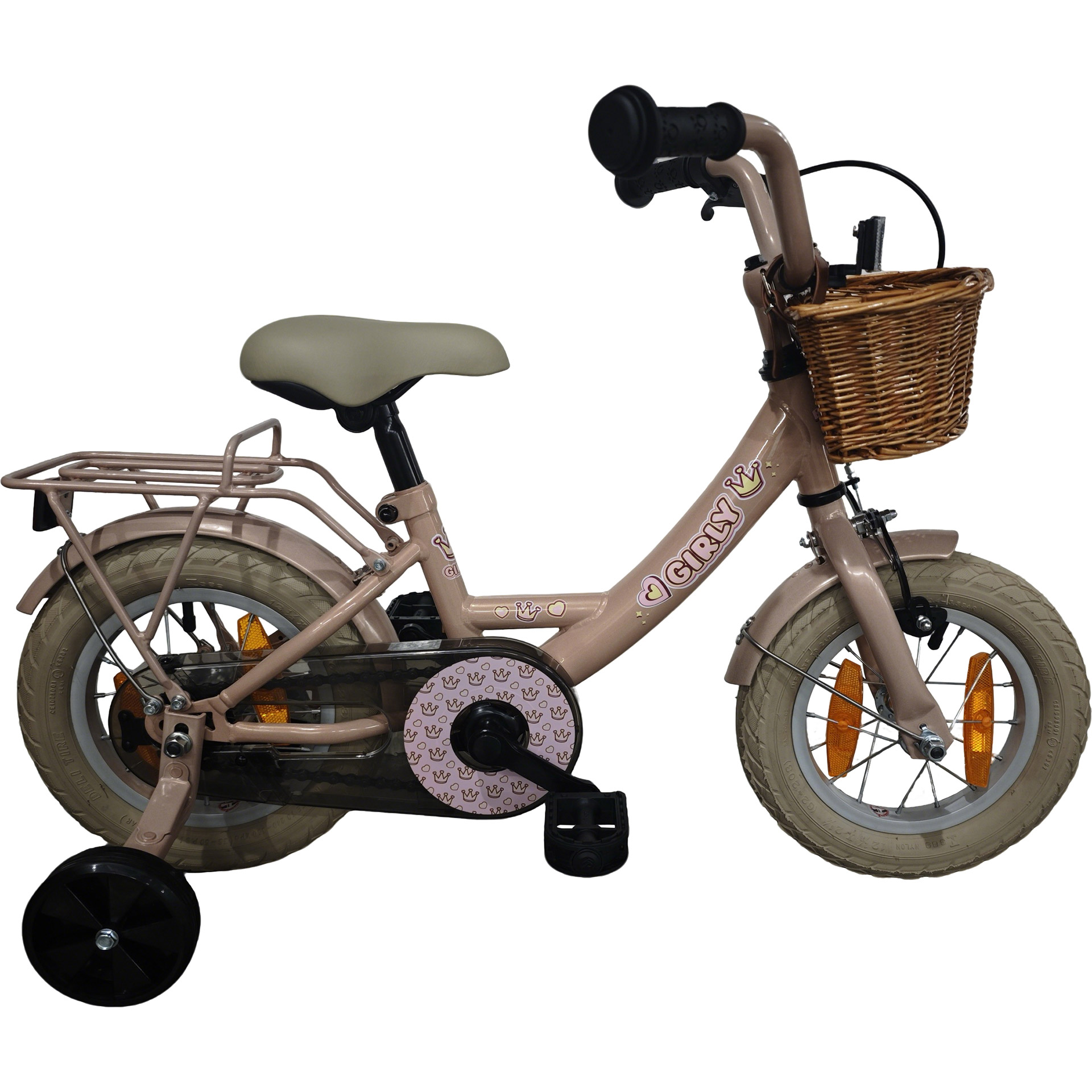 BFN girls' bike Girly 12" with rattan basket pink