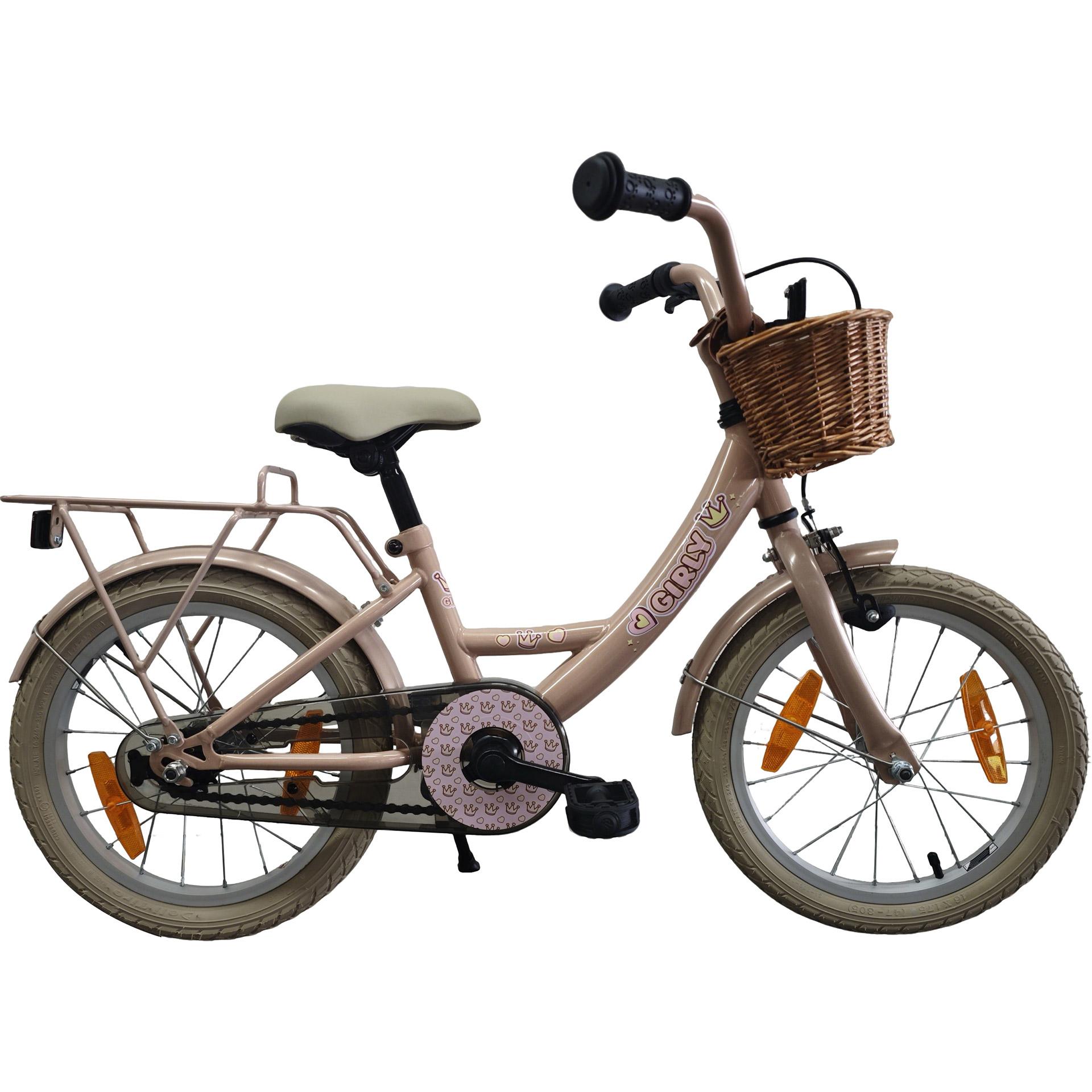 BFN girls' bike Girly 16" with rattan basket pink