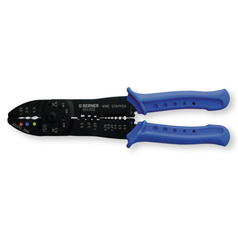201222 Cable terminal pliers for cutting, stripping, and crimping