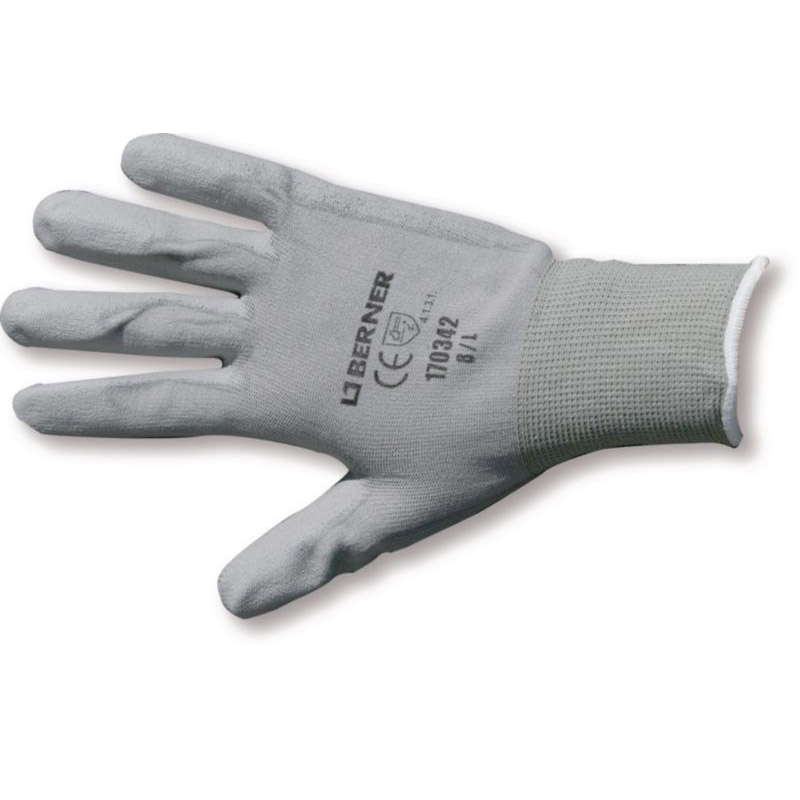 Berner work gloves B-Grip PU size 8 cat.2 grey