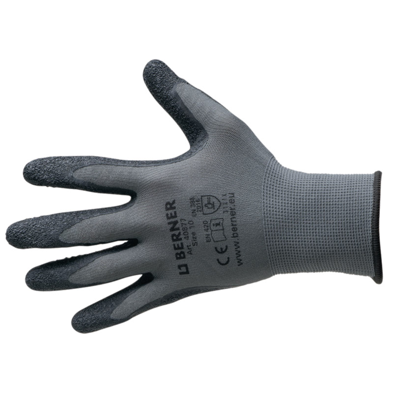 Berner work gloves B-Grip latex size 9 cat.2 black-grey