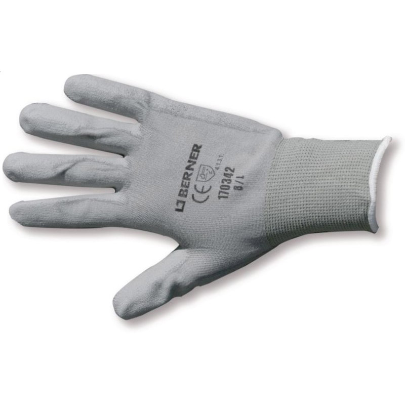 Berner work glove B-Grip PU size 9 cat.2 grey