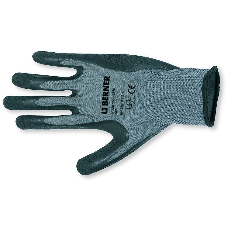 Berner work glove B-Grip latex size 8 cat.2 black-grey