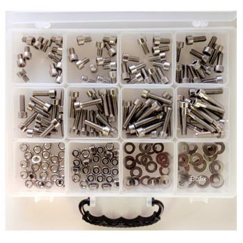 Bofix assortment box 12 compartments hex bolt + nut M8 stainless steel