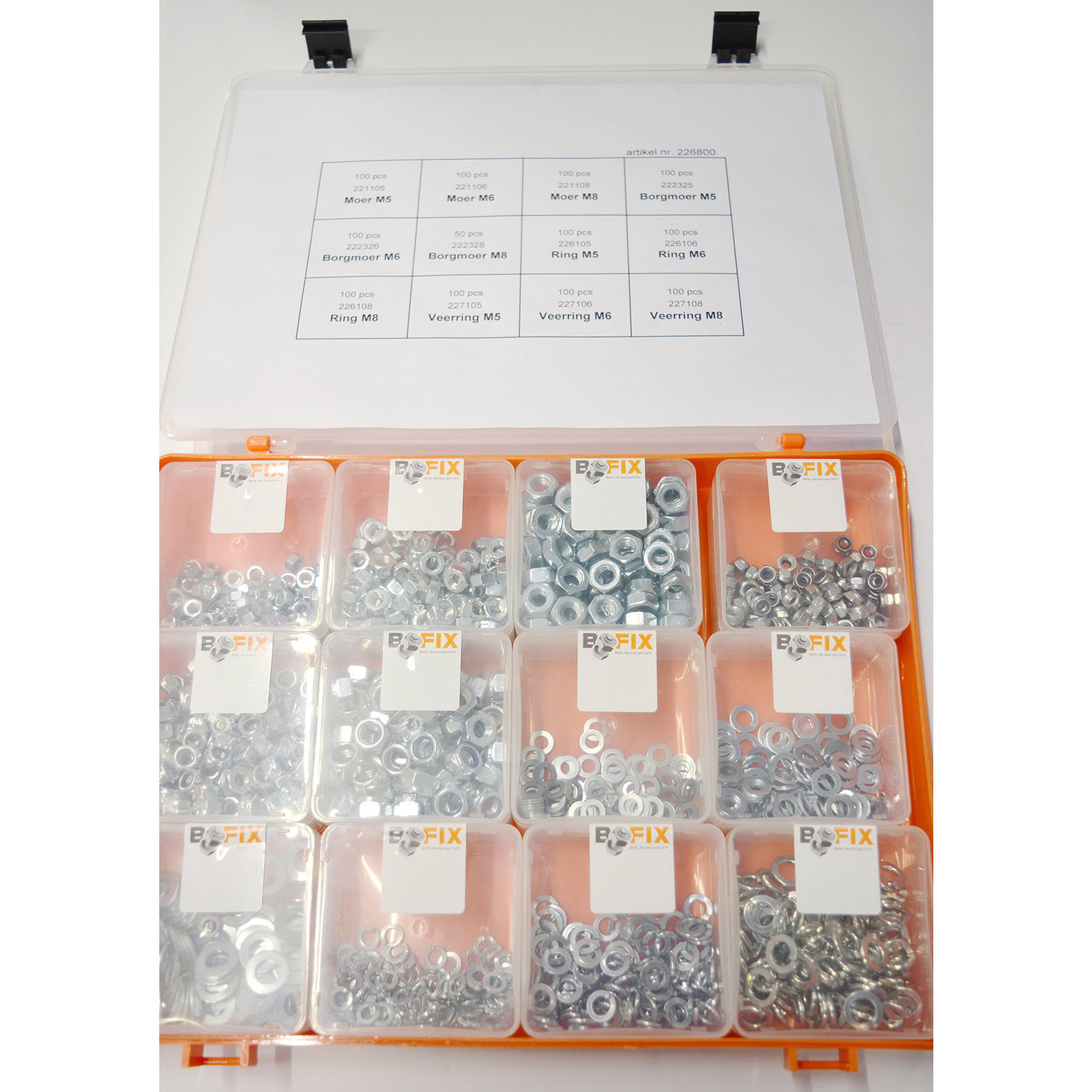 Bofix assortment box with 12 compartments for rings and nuts