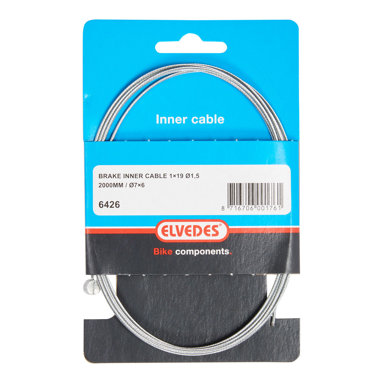 Elvedes brake inner cable 2000mm galvanized T-nipple