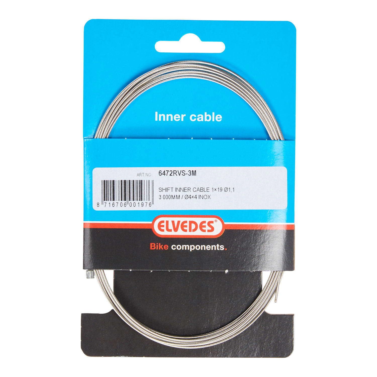 Elvedes inner chain 3000mm stainless steel N-nipple 6472RVS-3M