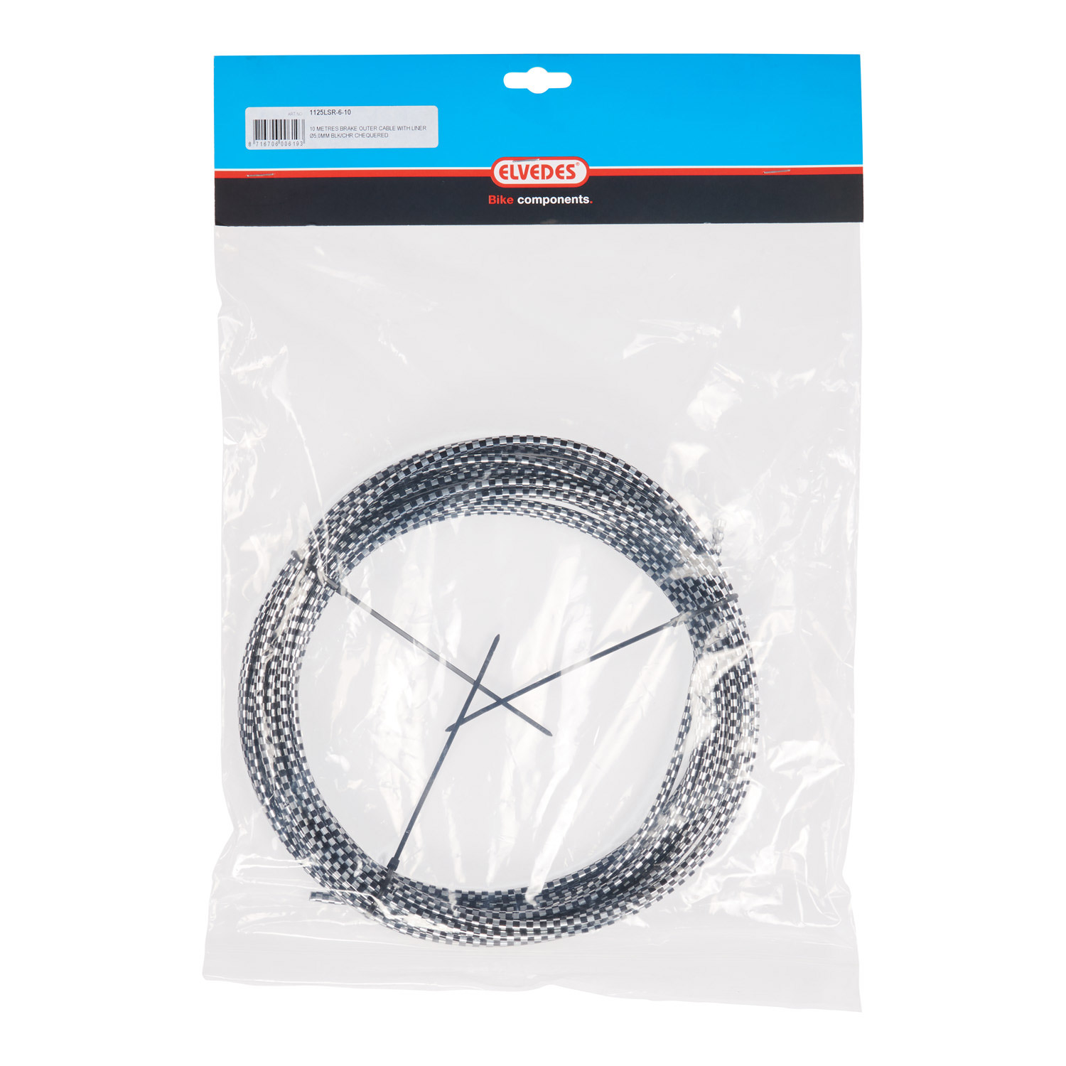 Elvedes rim outer cable 5mm (10m) black/chrome liner 1125LSR-6-10