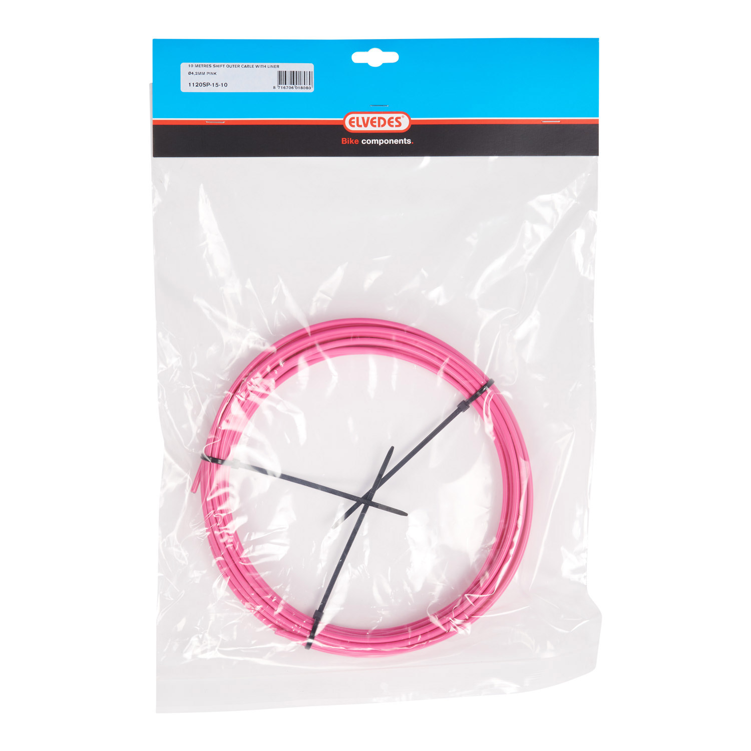 Elvedes outer cable 4.2mm (10m) pink liner 1120SP-15-10