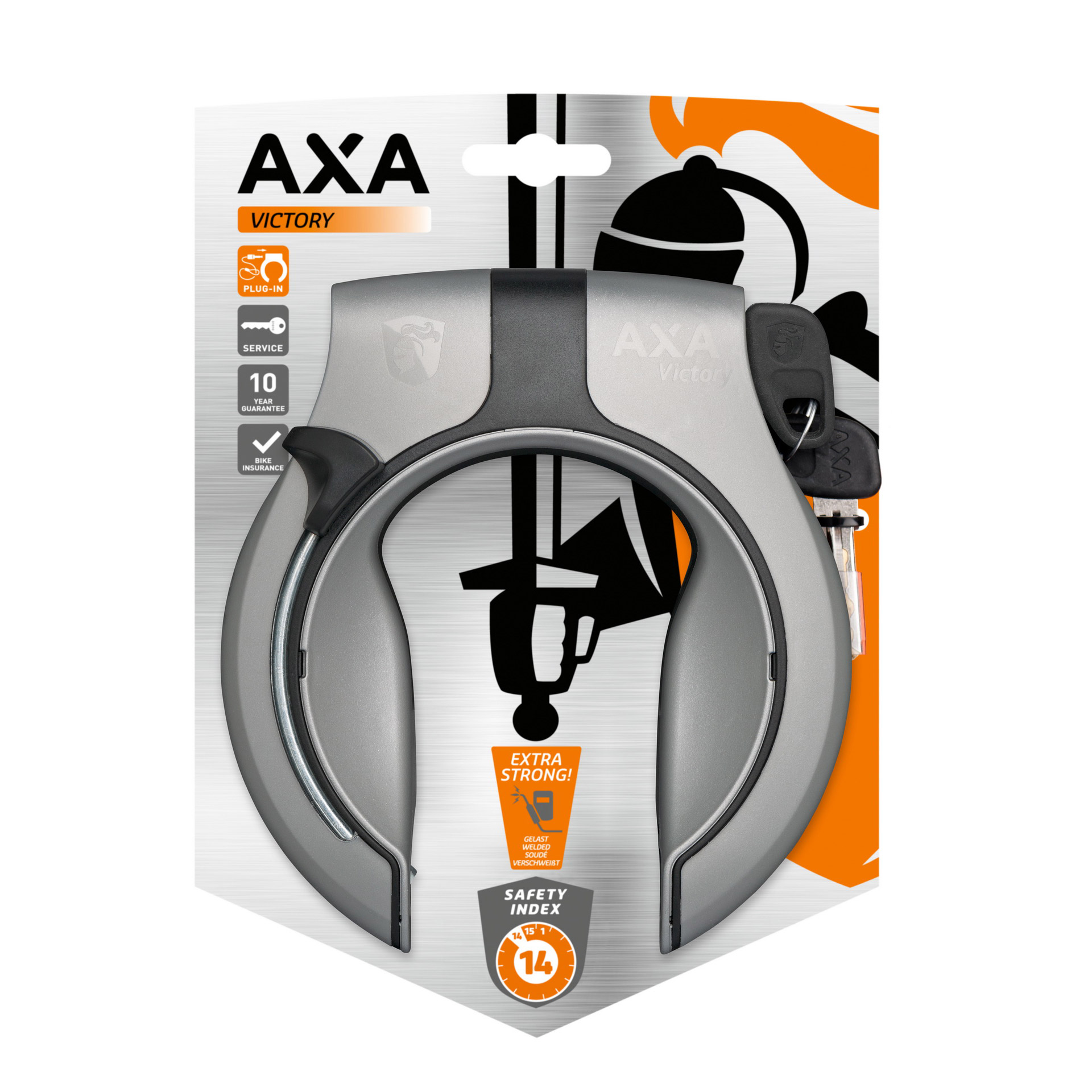 AXA security lock Victory grey black stripe on card