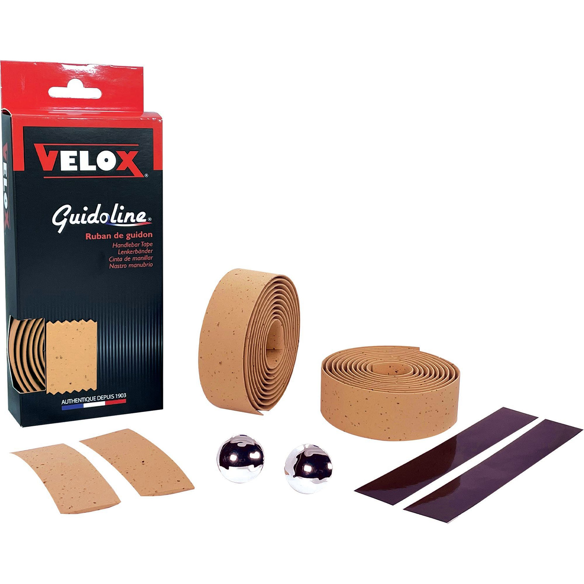 Velox handlebar tape Maxi Cork light brown (2 pcs)