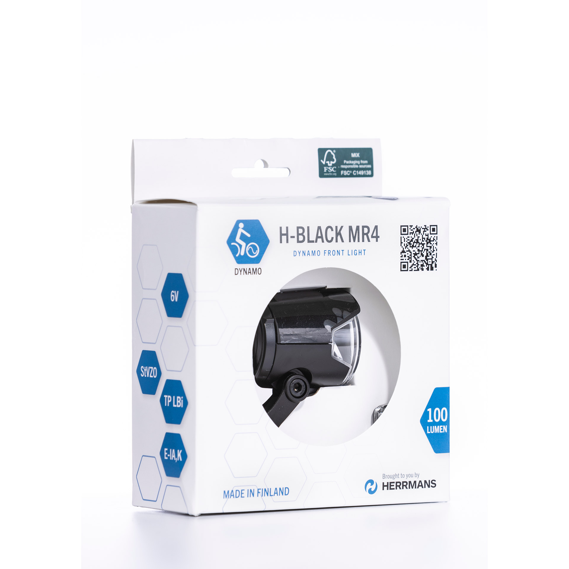 Herrmans headlight H-Black MR4 dynamo on/off 100 lumen black