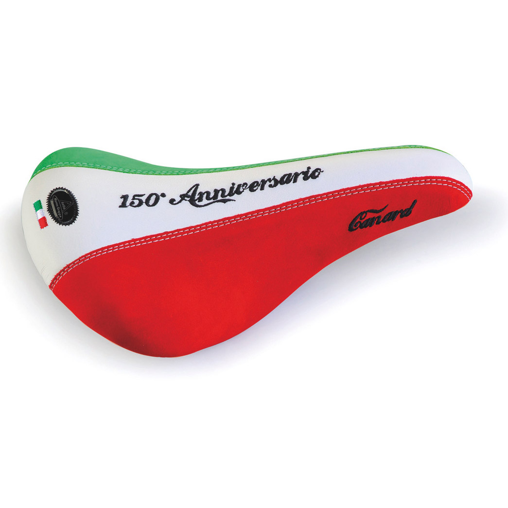Monte Grappa saddle Canard 150 Years. Italian leather red/white/gray