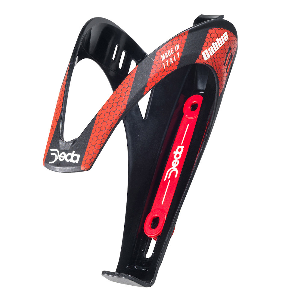 DEDA Bottle Cage Gabbia black with red print