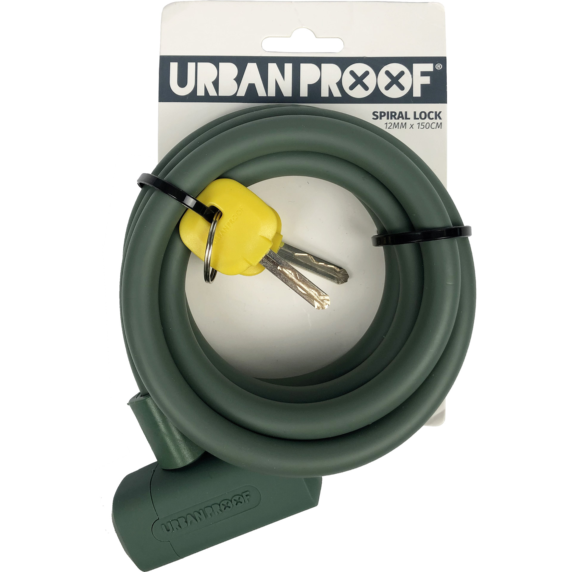 UrbanProof spiral cable lock 12mm 150cm matte green
