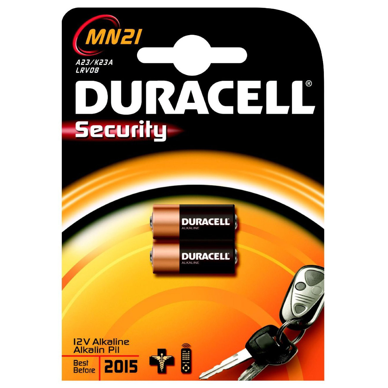 Battery Duracell MN21 A23 K23A LRV08 12V Alkaline pack of 2