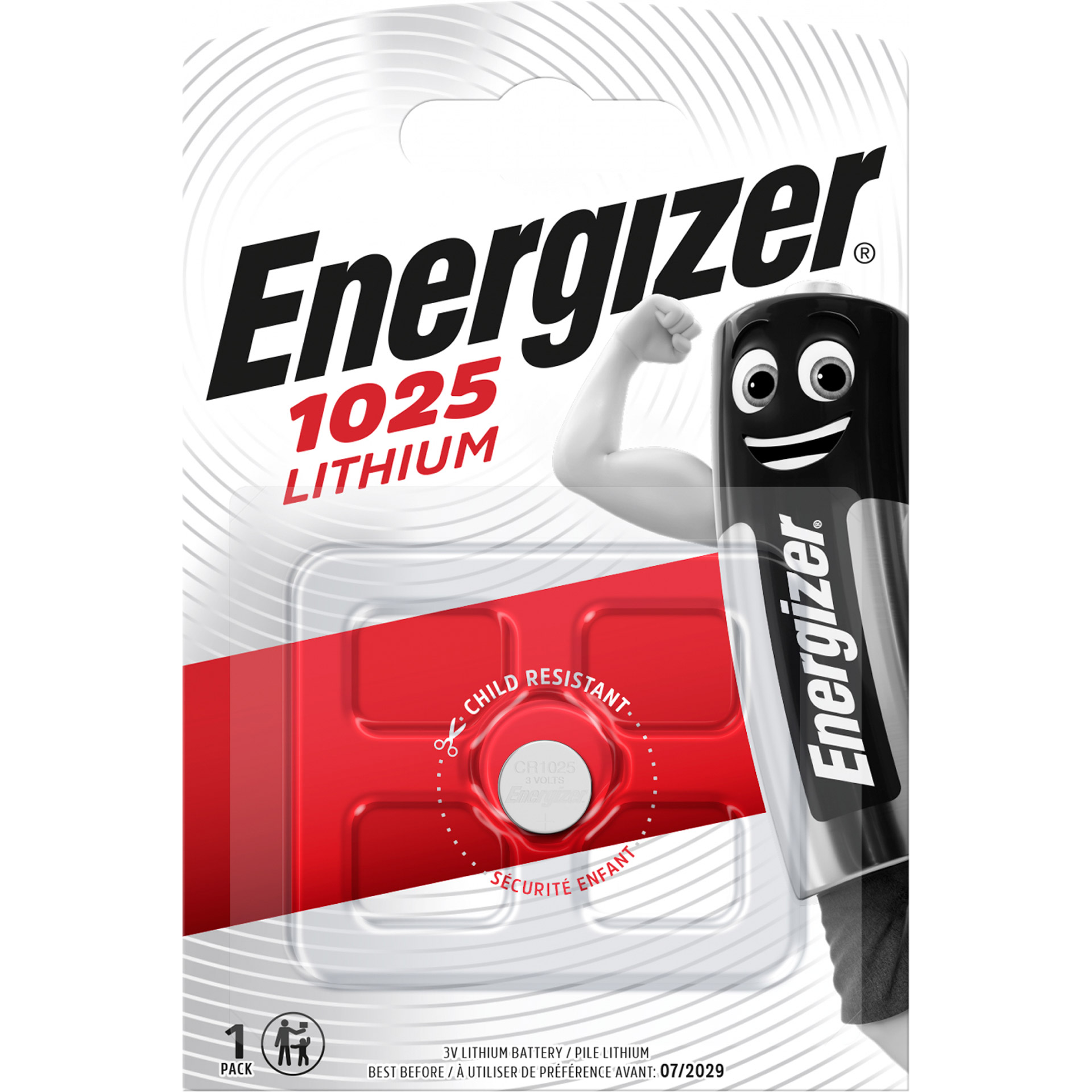 Energizer button cell CR1025 Lithium 3V blister