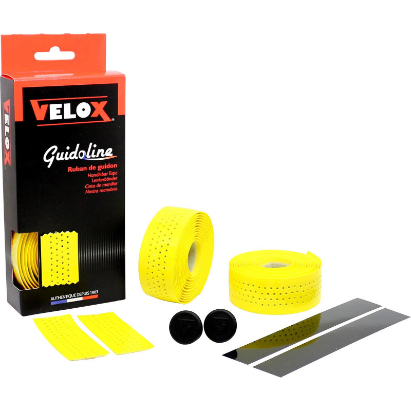 Velox glossy soft perforated yellow handlebar tape (2 pcs)