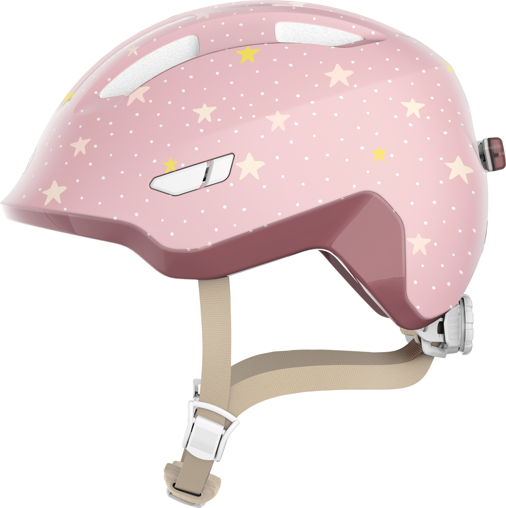 ABUS Smiley 3.0 FL ACE LED Kids Helmet Rosestars – Size S 45-50cm